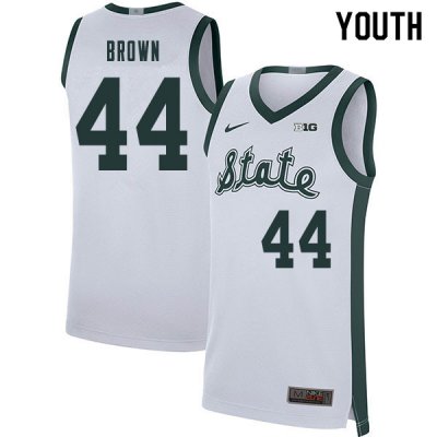Youth Michigan State Spartans NCAA #44 Gabe Brown White Authentic Nike Retro Stitched College Basketball Jersey GZ32E72CT